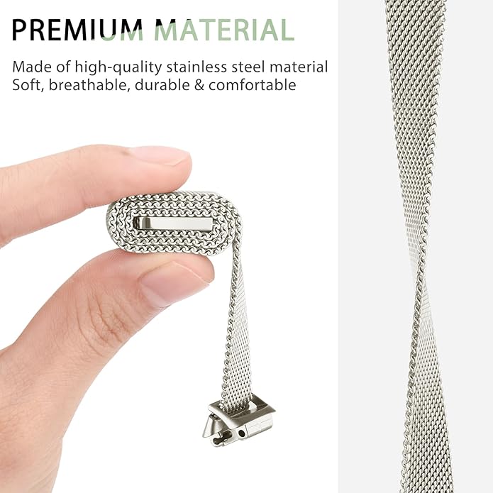 Meliya Metal Band for Fitbit Inspire 3 Bands Women Men, Stainless Steel Metal Mesh Loop Adjustable Magnetic Wristband Replacement Straps for Fitbit Inspire 3
