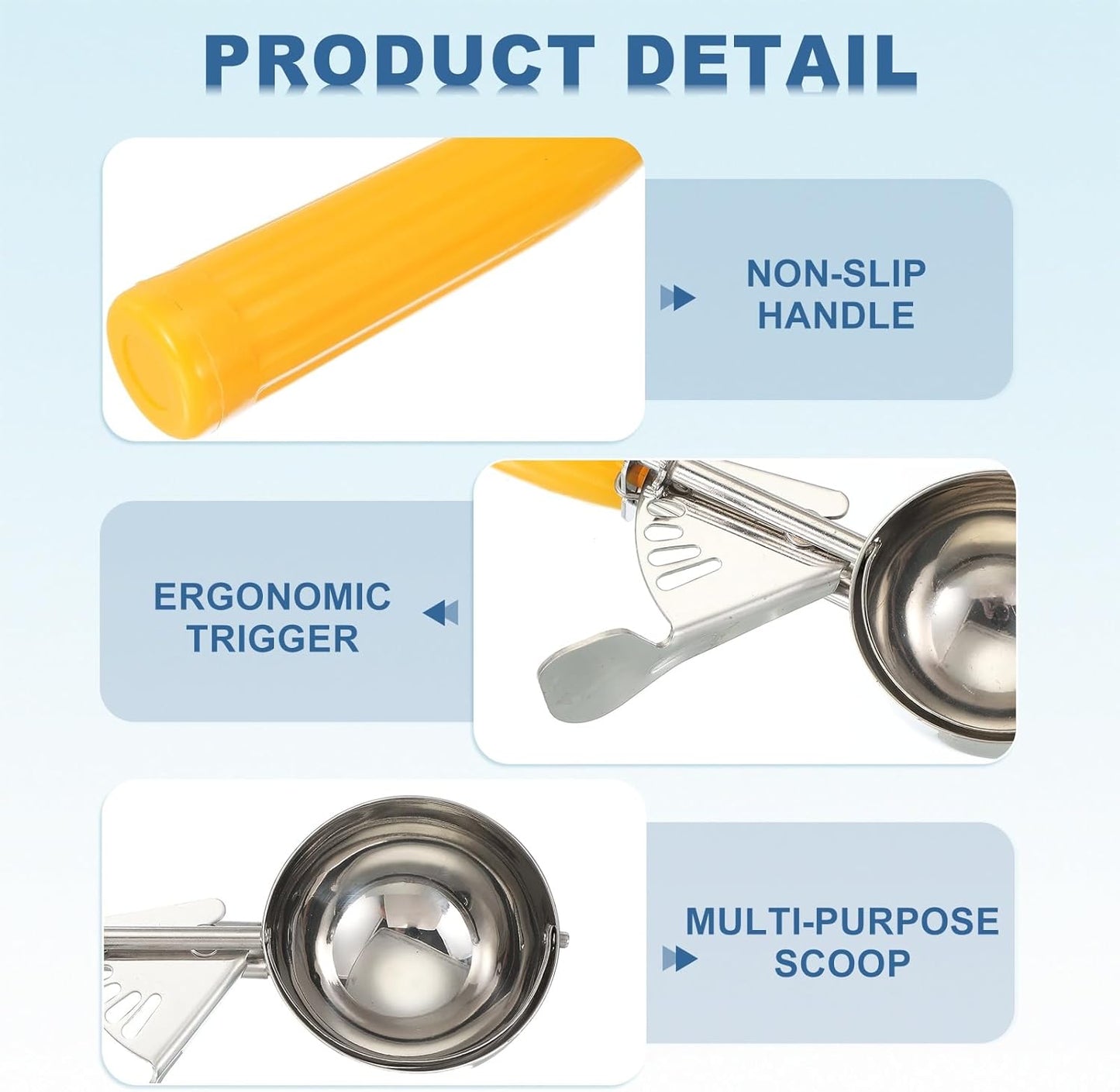 uxcell 2 Pcs Cookie Scoops, Ice Cream Scoop with Trigger for Baking Cookie Dough Rice Pudding Kitchen Gadget, Yellow