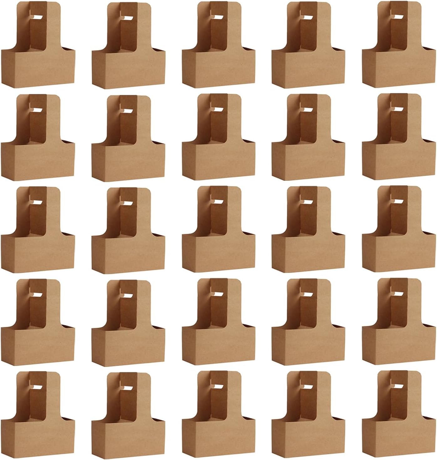 Disposable Cup Kraft Cardboard Carriers Paperboard Cup Carrier with Handles Holds Coffee Cup Holder for Take Out 2 Cups to 4 Cups, 25 pcs.
