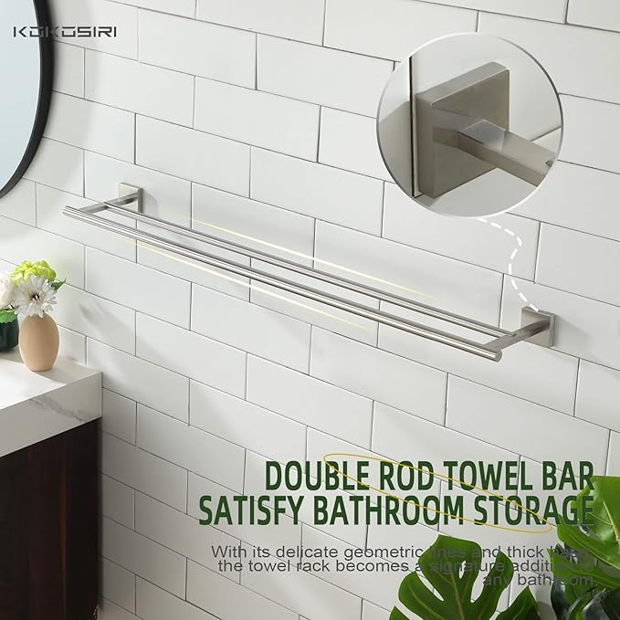 KOKOSIRI Towel Holder Bath Towel Bar with Two 36 Inch B5005BR-L36