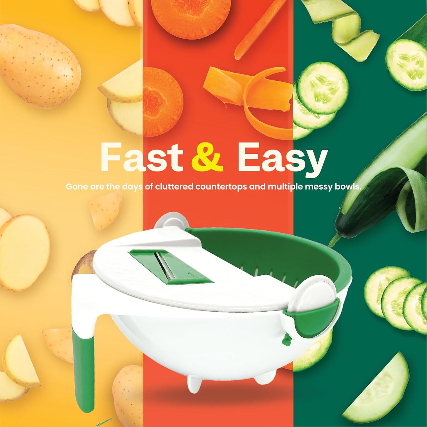 Prep Bowl – Ronnie Neville’s Original As Seen on TV Rinsing Bowl & Multi-Use Kitchen Tool to Shred, Slice, and Rinse, Vegetable & Salad Bowl