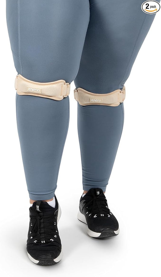 KARM Plus Size Knee Brace for Women & Men Plus Size - Patella Band - Patellar Tendon Support Strap for Jumpers Knee Pain, Basketball, Sports, Obese (XXL/3XL/4XL/5XL/6XL, Pair of 2 Straps, Beige)