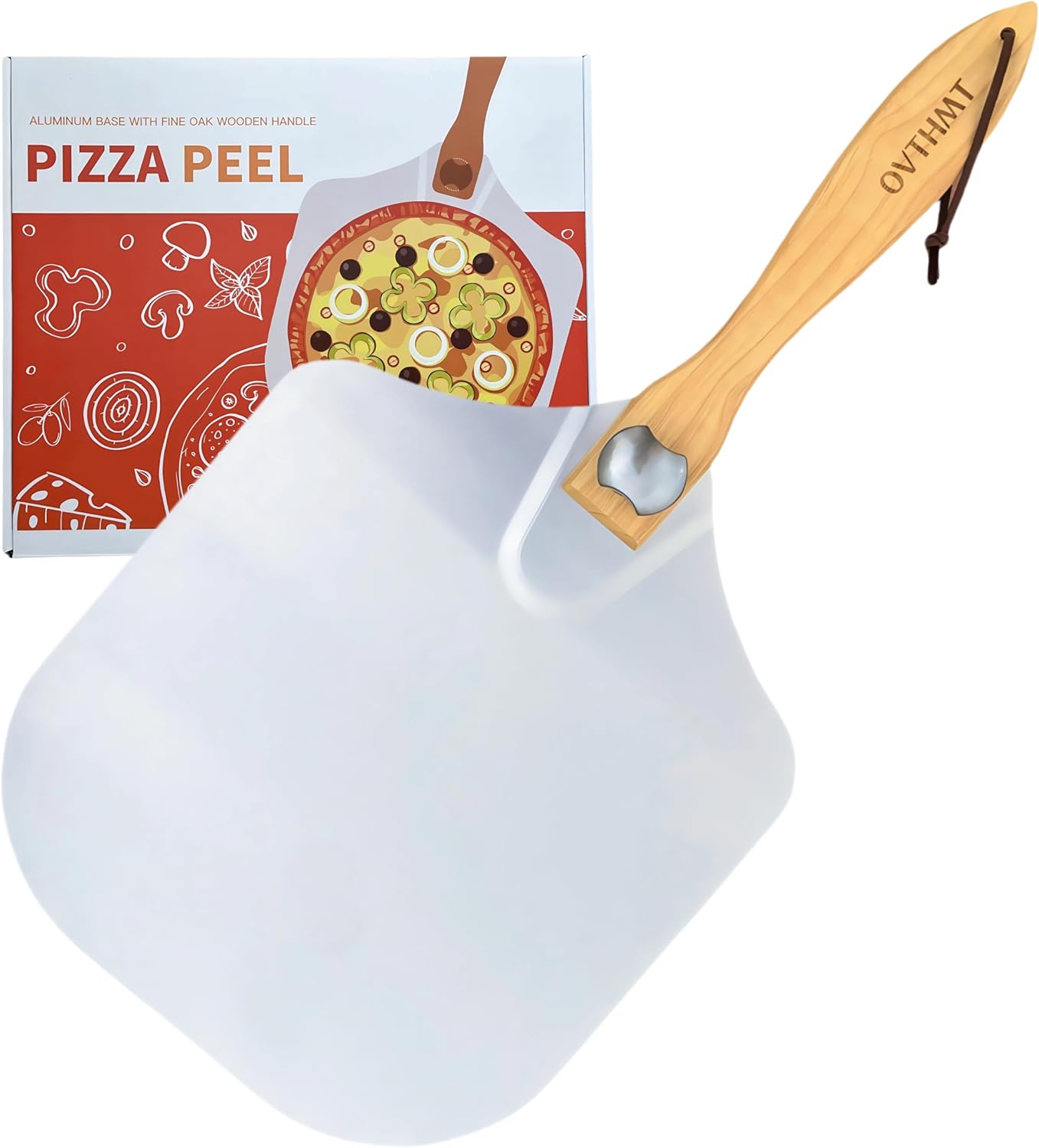 Pizza Peel 12 inch, Aluminum Pizza Paddle 12 x 14 inch with Foldable Wood Handle, Pizza Turning Peel, Pizza Spatula For Oven, Bread, Pastry, Dough, Cake, Pizza Spatula Paddle, Metal Pizza Peel