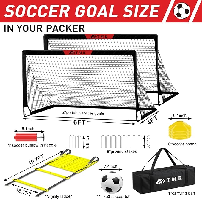 Kids Soccer Goals for Backyard Set of 2 6x4 ft