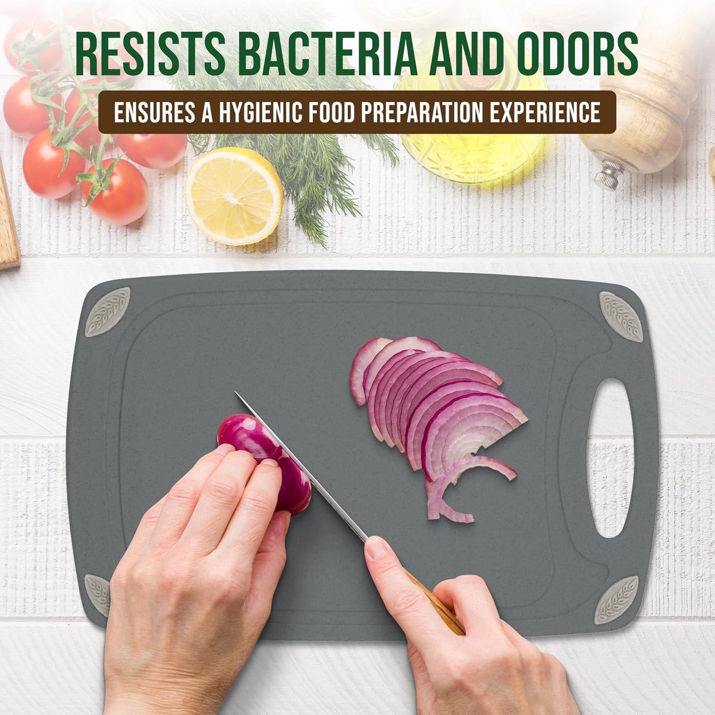 2-Piece Reversible Cutting Board Set Made from Natural Food Grade Wheat Straw Material - Eco-Conscious Alternative to Plastic - Gluten Free & BPA Free Chopping Boards for Kitchen