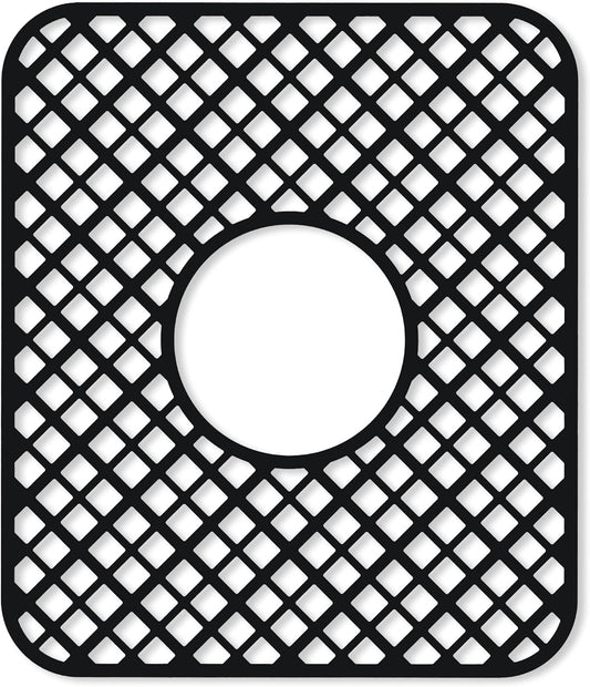 2 Pack Silicone Sink Protector for Kitchen Sink, Lozenge Pattern 13 x 11 inches Sink Grid Mat Silicone Protectors, Center Drain, Black