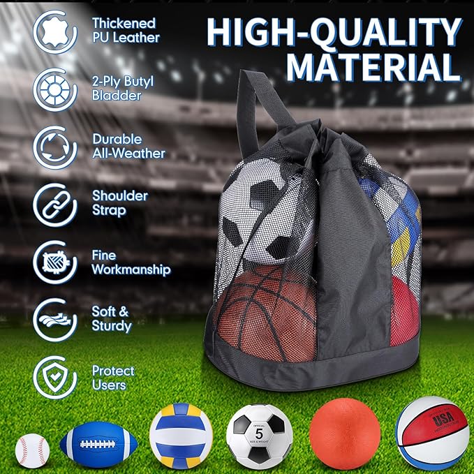 Leyndo 18 Pcs Bulk Sport Balls Set Basketball