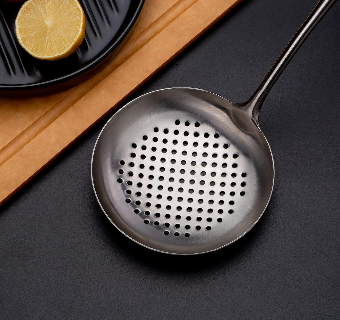 FJNATINH Solid 304 Stainless Steel Skimmer Slotted Spoon Colander Strainer Ladle for Cooking and Frying, Kitchen Utensils Wire Strainer Pasta Strainer Spoon