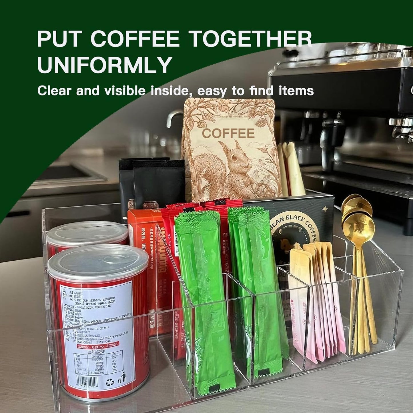 Utensil Holder for Party, Plastic Silverware Holder and Acrylic Cutlery Organizer for Paper Plates, Napkins, Cups, and Silverware - Countertop Caddy for Camping, Picnic, Buffet, Table Entertaining