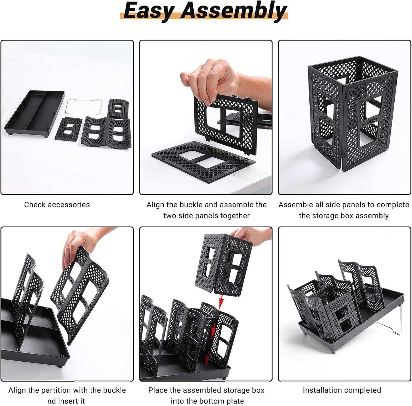 6 Slots Coffee Cup Holder for Countertop - Disposable Cup Holder with Foldable Stand, Paper Cup Dispenser with Mesh Baske for Coffee Station, Bar, Office, Home, Restaurant, Black