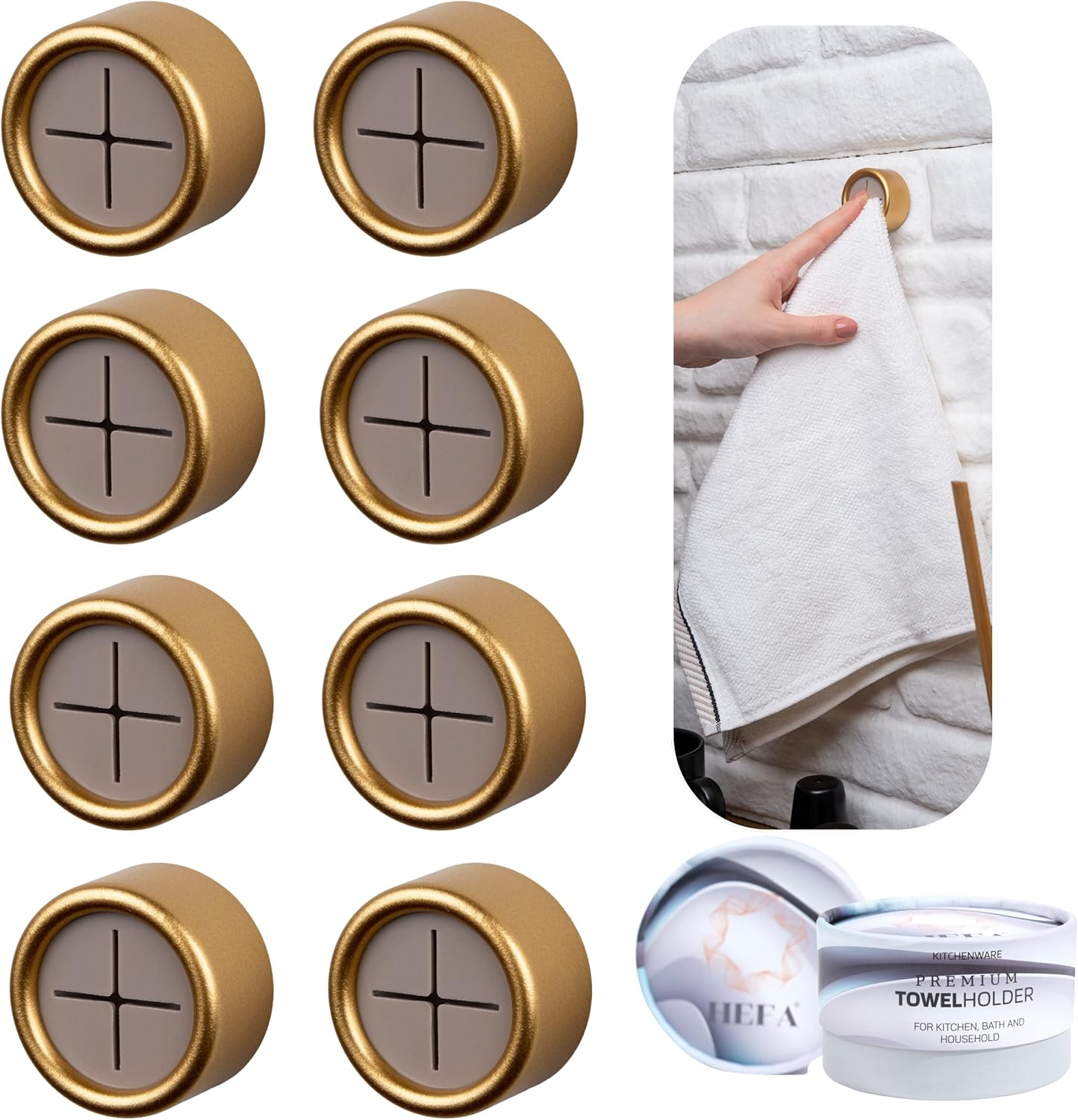 HEFA Eco-Friendly Towel Hooks - Dish, Hand & Kitchen Towel Holder, 8 Pack - Kitchen Organization Gadgets