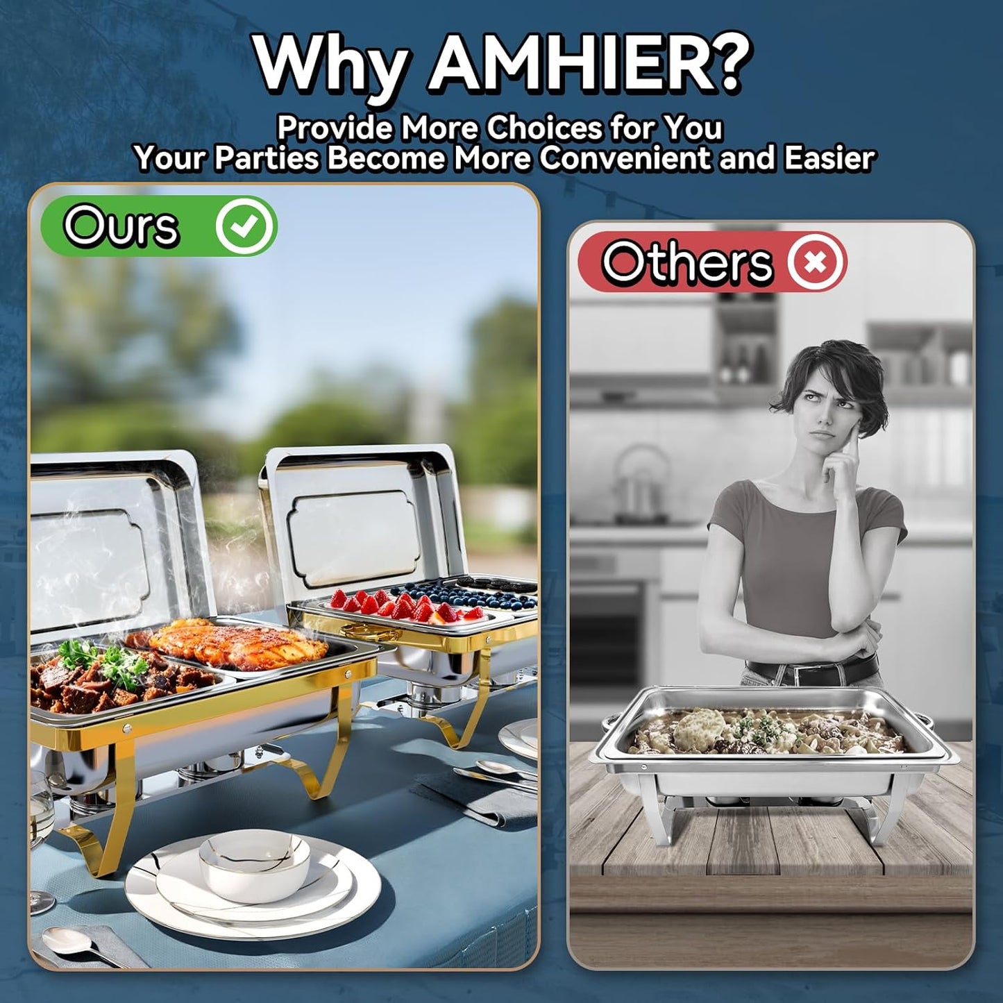 9Qt 4 Pack [Multiple Food Pans Combo] Chafing Dishes for Buffet | High Grade [Durable and Hard] Chafing Dish for Parties, Events & Weddings, Indoors & Outdoors