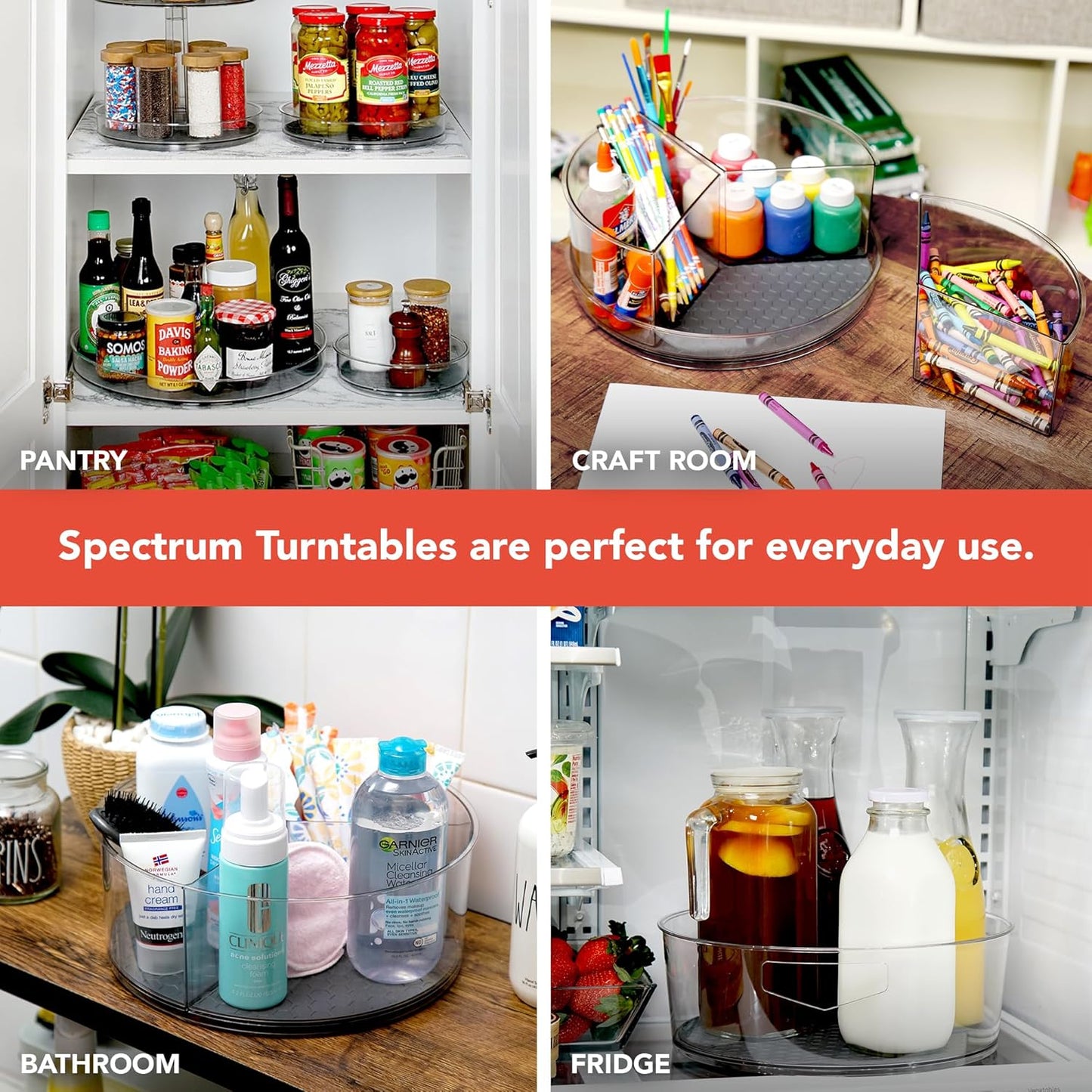 Spectrum Lazy Susan Organizer, Hexa Grande 14.5" - Lazy Susan Turntable for Cabinet, Refrigerator, Pantry, Table, & Shelf - Rotating & Spinning Pantry Organization - Spice Rack Storage for Fridge