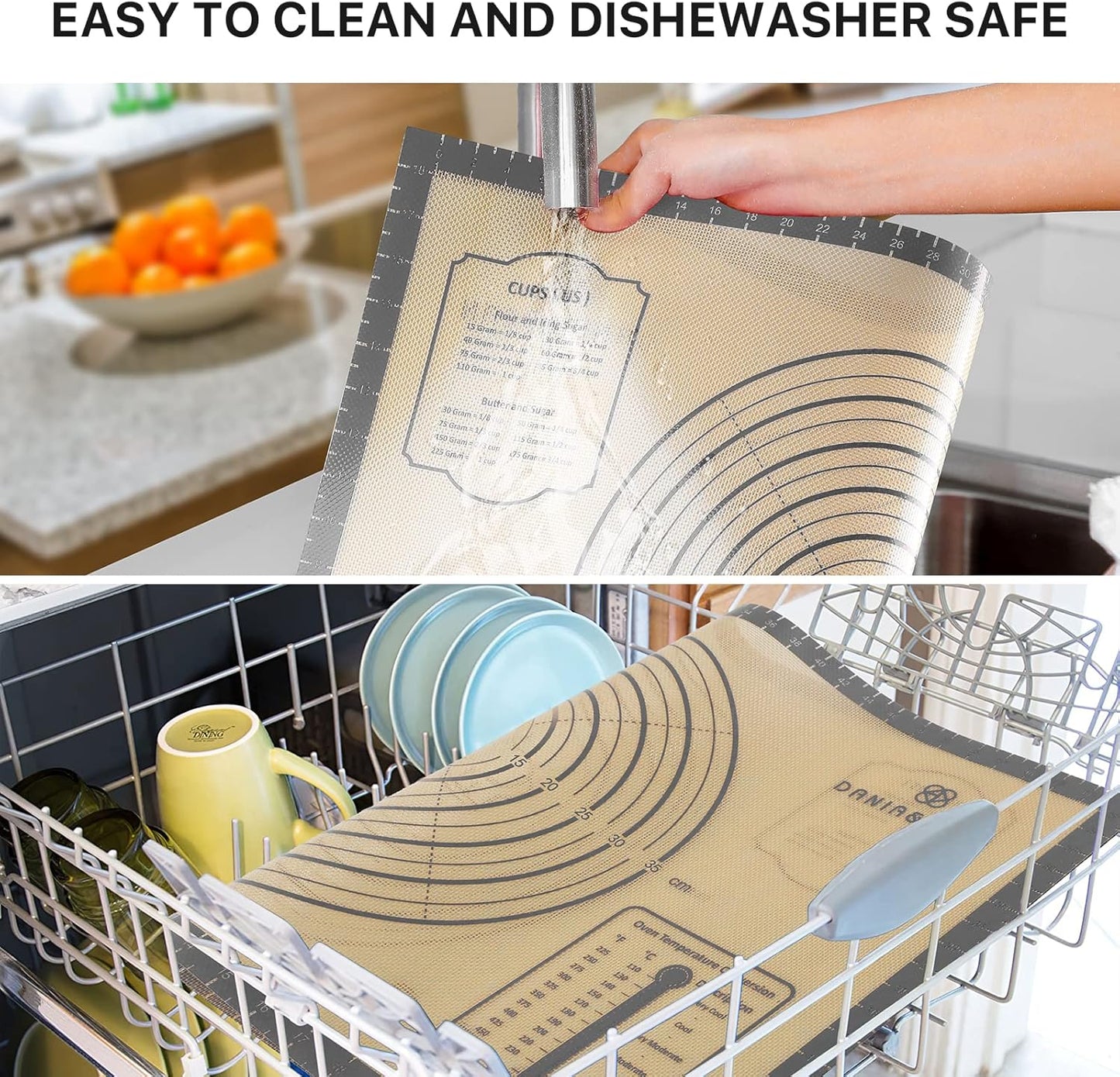 Baking Mat, 28" x 20" Large Silicone Non-slip Baking Pastry Mat with Measurement, Non Stick Silicone Mats for Kitchen Counter, Fondant Mat, Counter Mat, Dough Rolling Mat, Oven Liner, Pie Crust Mat