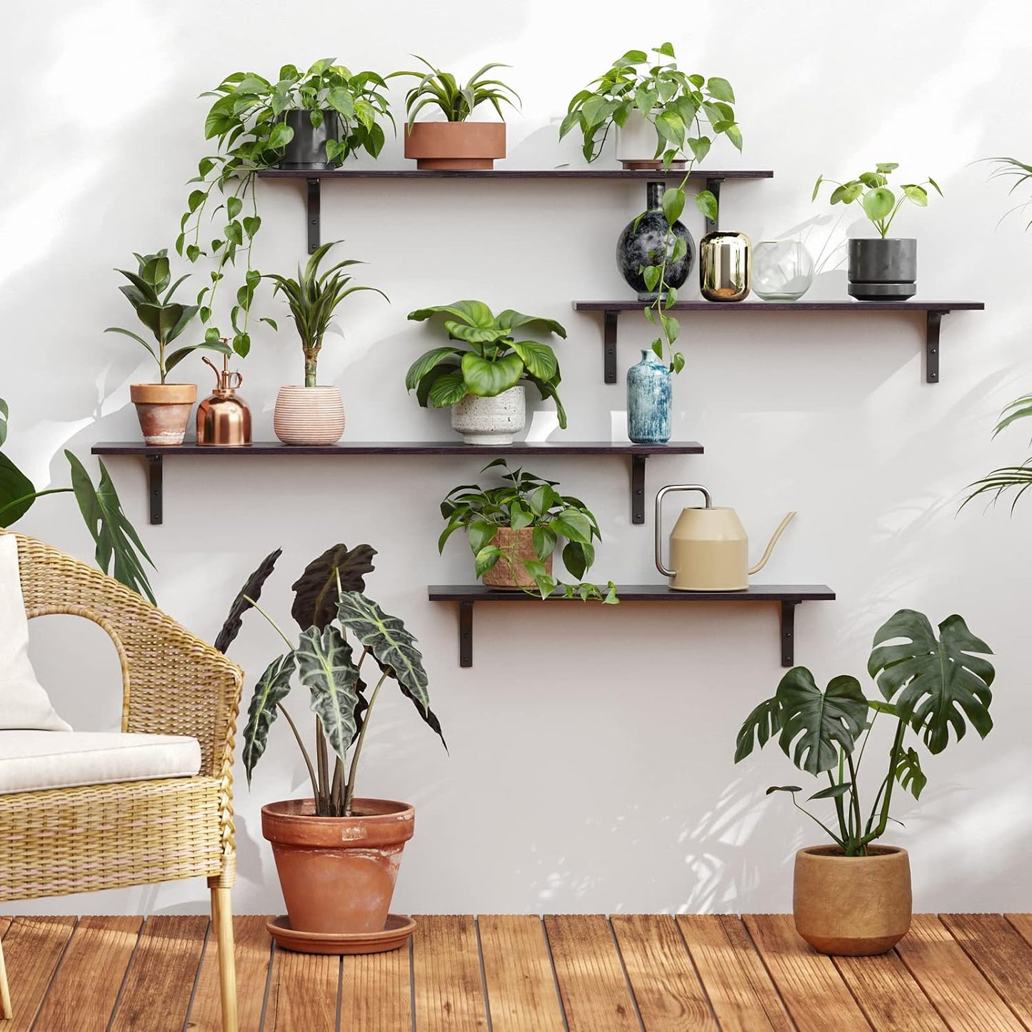 DINZI LVJ Long Wall Shelves, 39.4Inch Wall Mounted Shelves Set of 2, Extra Large Wall Storage Ledges with Sturdy Metal Brackets for Living Room, Bathroom, Bedroom, Kitchen, Espresso