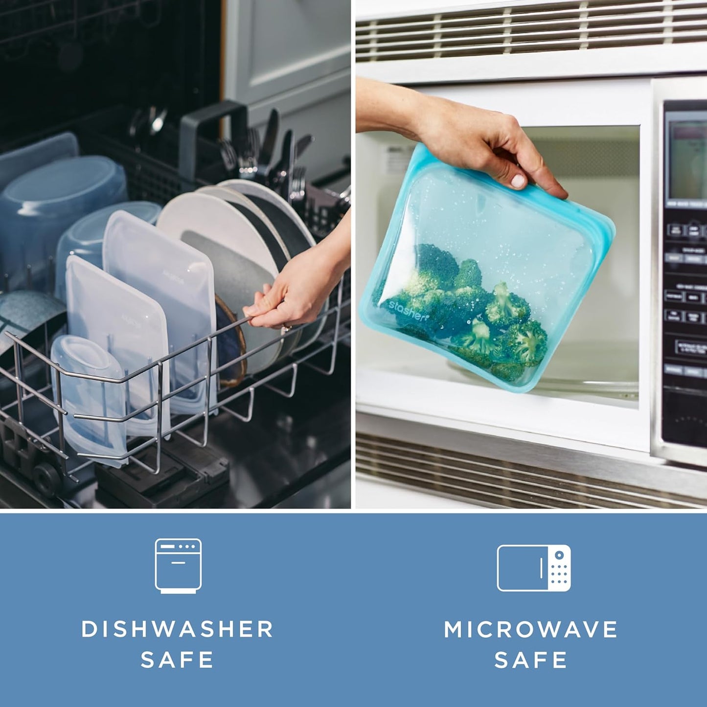 Stasher Premium Silicone Reusable Food Storage Snack Bag, Deep Ocean, Microwave, Sous Vide, Dishwasher, Oven and Freezer Safe, BPA Free, Leak-free, Eco-friendly, 12 Oz