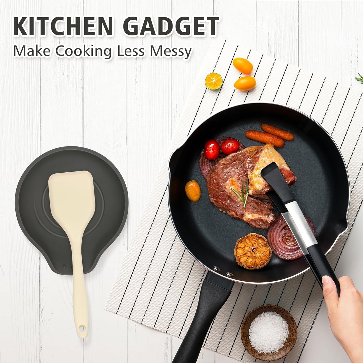 Silicone Spoon Rest for Stove Top - BPA-Free, Heat-Resistant Spoon Holder - Spoon Rest for Kitchen Counter - Large Cooking Utensil Rest for Spoons, Spatulas, Ladles or Tongs - Black 2 Pack