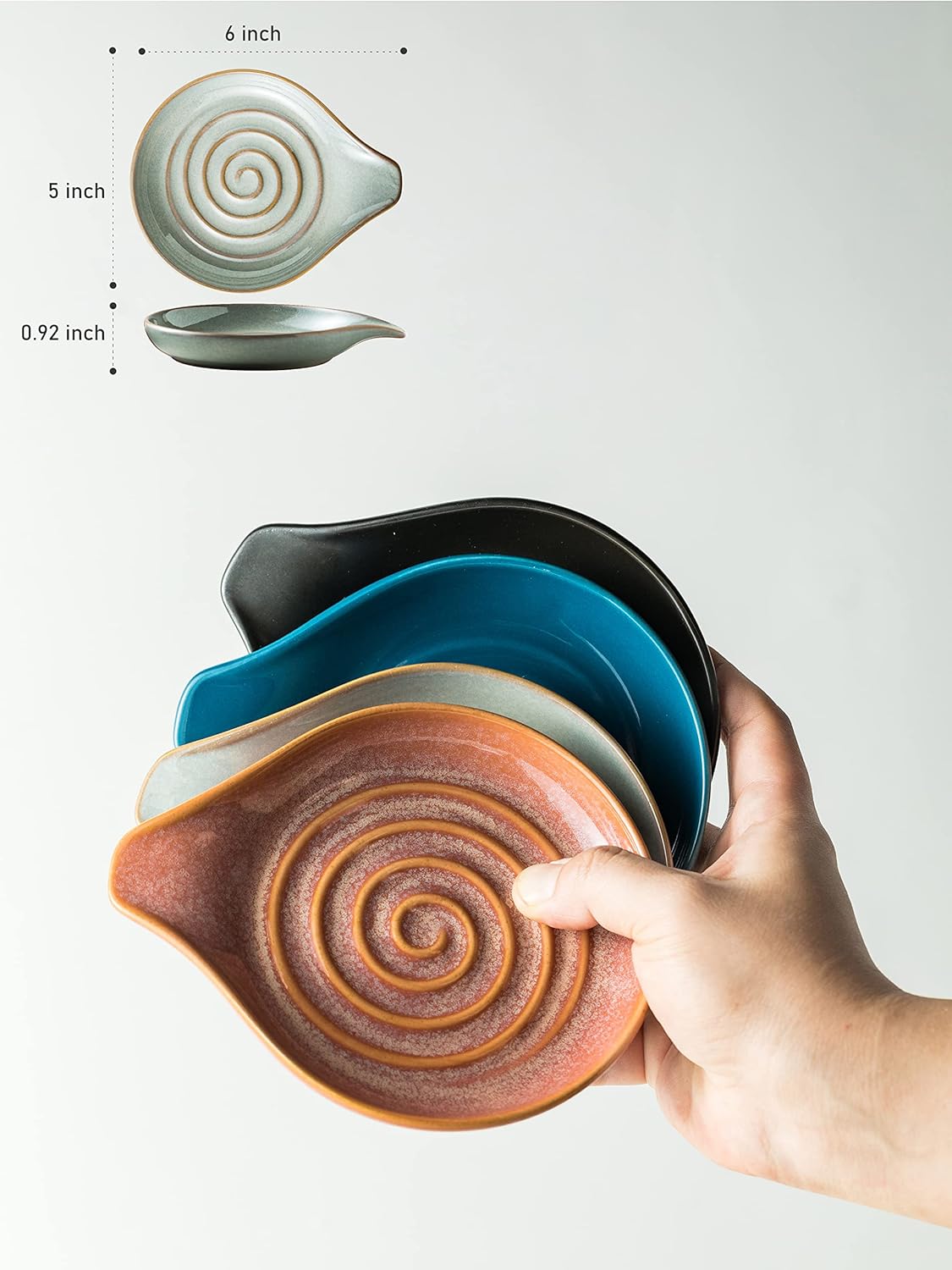 Spoon Rest, Large Ceramic Spoon Holder for Stove Top, Heat-Resistant Cooking Spoon Rest for Kitchen Counter Decor, 5 Inches (Gray)