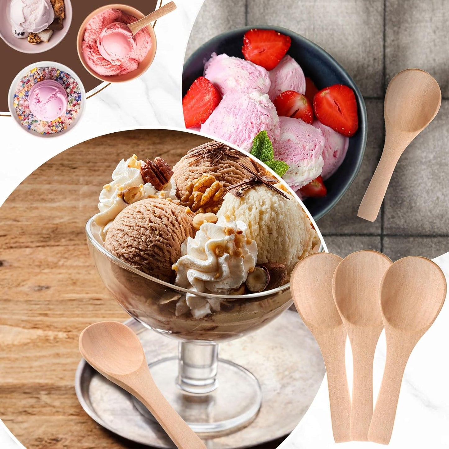 Boao 50 Pcs Small Wooden Spoons, 3.5'' L, Mini Wood Natural Tiny Spoons Wooden Little Teaspoons for Jars Sugar Creamer Honey Spices Salt Kitchen Supplies (Wood Color)