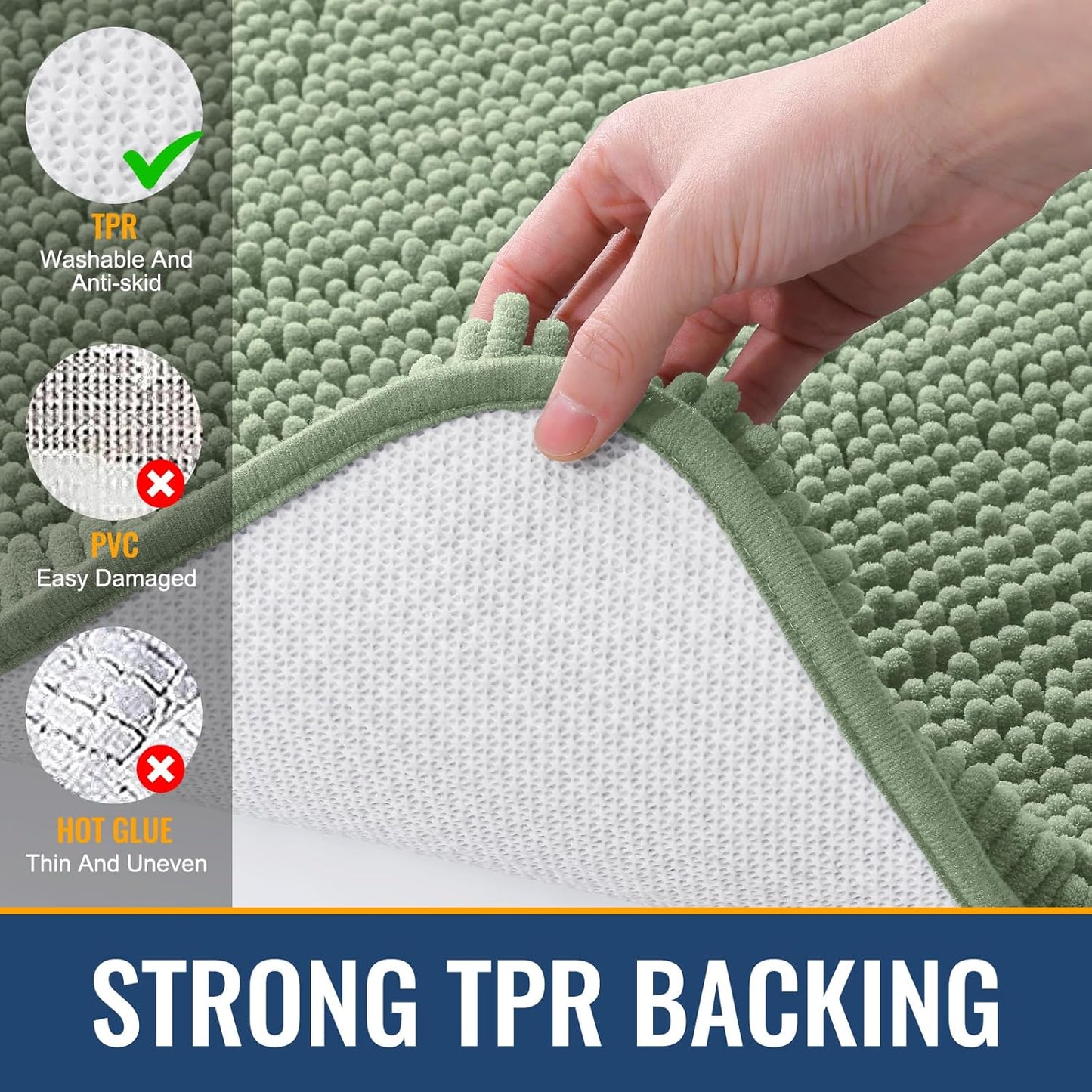 Arotive Bathroom Rugs 36x24, Extra Soft Absorbent Shaggy Chenille Bath Rugs, Machine Washable Rubber Backing Non-Slip Bath Mats for Bathroom Floor Tub and Shower, Home Decor Accessories, Sage Green