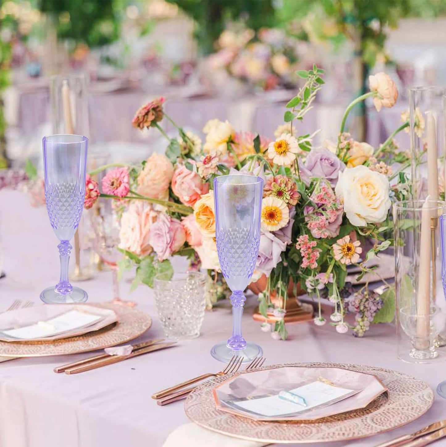 Plastic Champagne Flutes, 48PCS Purple Wine Glasses Goblets Reusable Champagne Flute for Weddings, Bachelor Parties, Toasting, and Events(48,Purple)