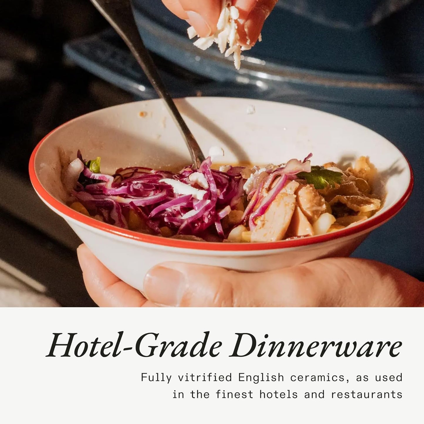 Made In Cookware - Set of 4 - Side Bowls - White With Red Rim - Porcelain England