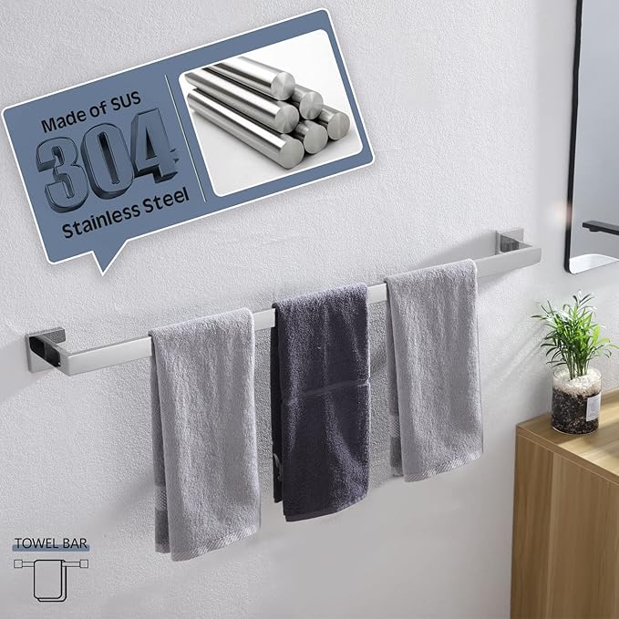 KOKOSIRI 36-Inch Single Towel Bar SUS304 Stainless B4003CH-L36