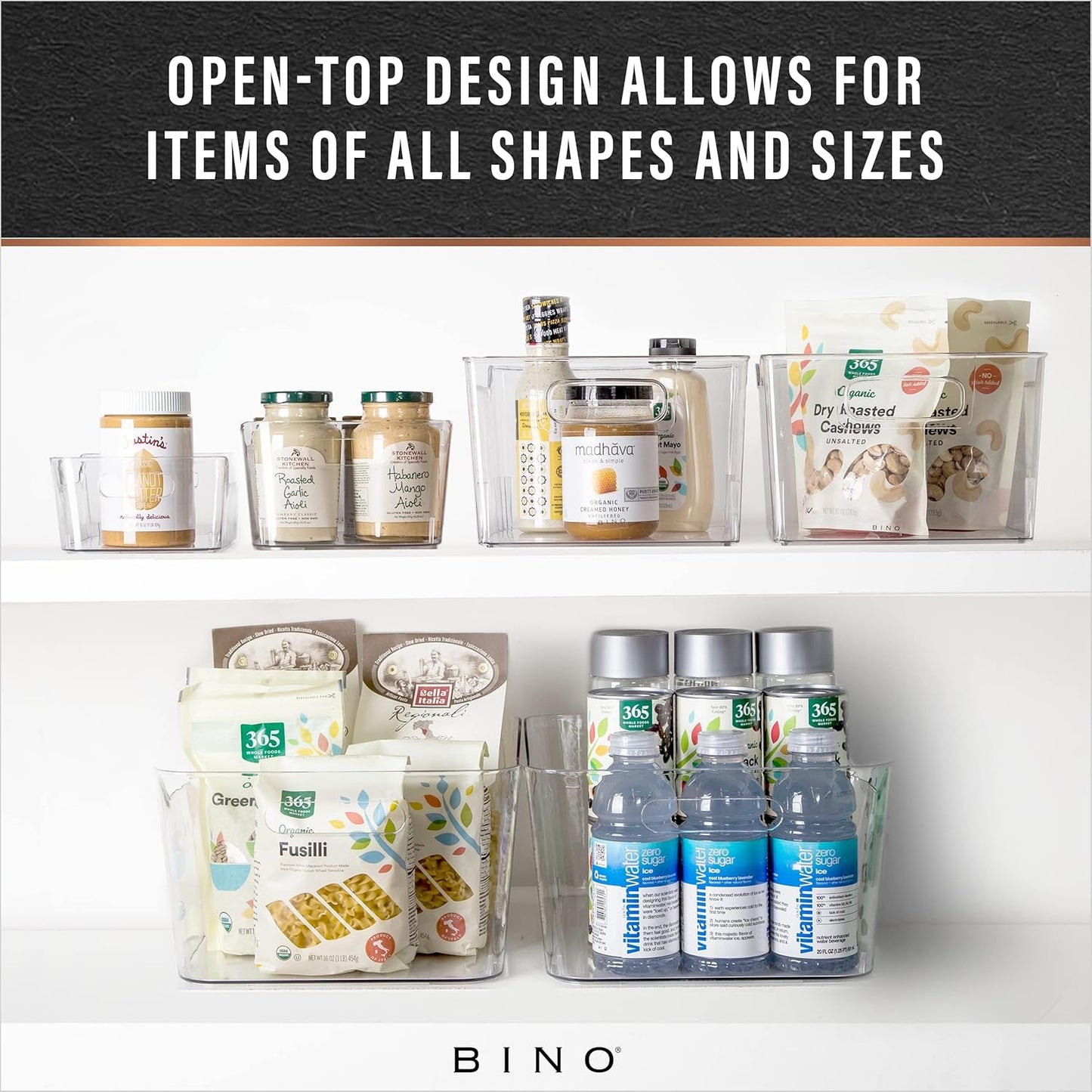 BINO | Plastic Organizer Bins, X-Small - 4 Pack | THE SOHO COLLECTION | Multi-Use Organizer Bins | Pantry & Freezer Bin | Plastic Storage Containers | Bin for Home & Kitchen Org