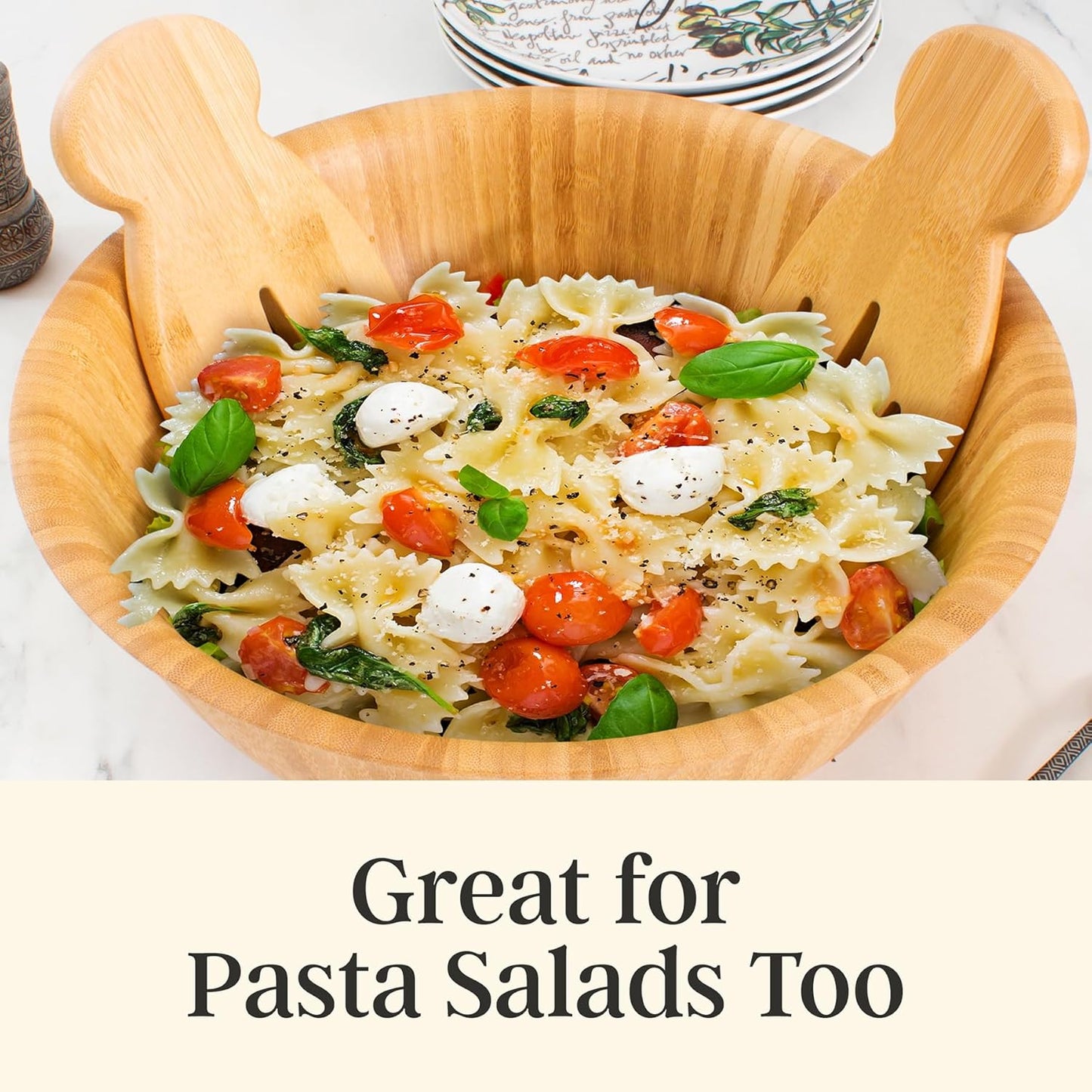 Totally Bamboo Salad Hands – Bamboo Salad Serving Utensils for Serving & Tossing