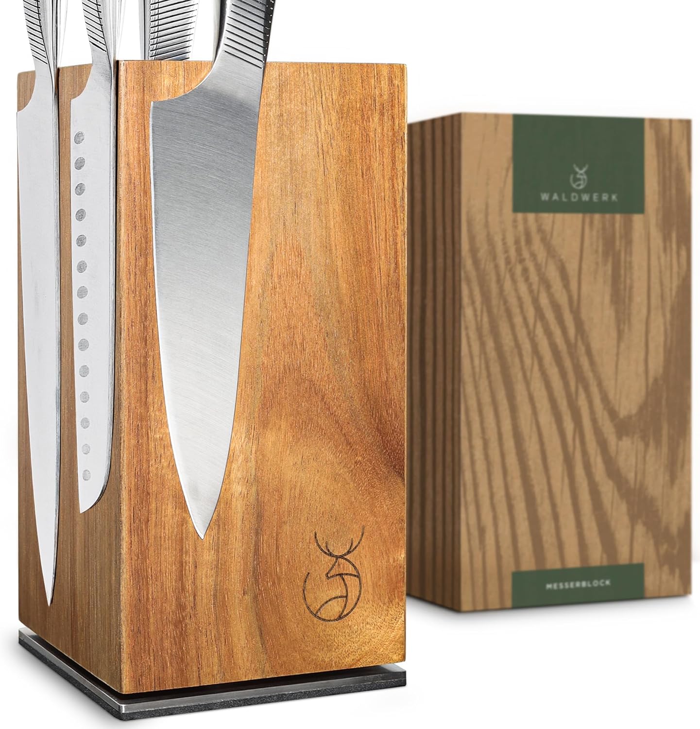 WALDWERK Magnetic Knife Holder Made of Acacia Wood - 360 degree rotatable Knife Block Without Knives - Knife Block - Knife Holder