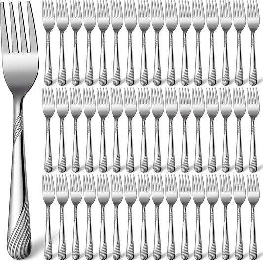 Minatee 100 Pcs Metal Dinner Forks Bulk Set 6.9 Inches Stainless Steel Forks Silverware Flatware Salad Cutlery Mirror Polished for Home Kitchen Restaurant Eating Silverware Utensils