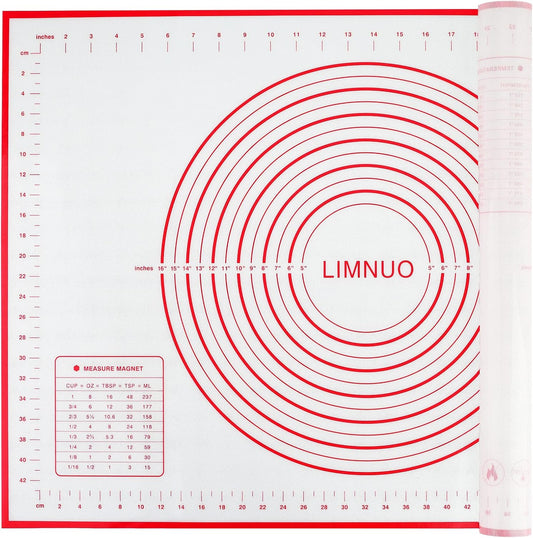 Silicone Baking Mat，Non Stick Rolling Dough with Measurements for Pie Pizza Cookies Fondant Making，Extra Thick Non Slip Silicone Pastry Mat