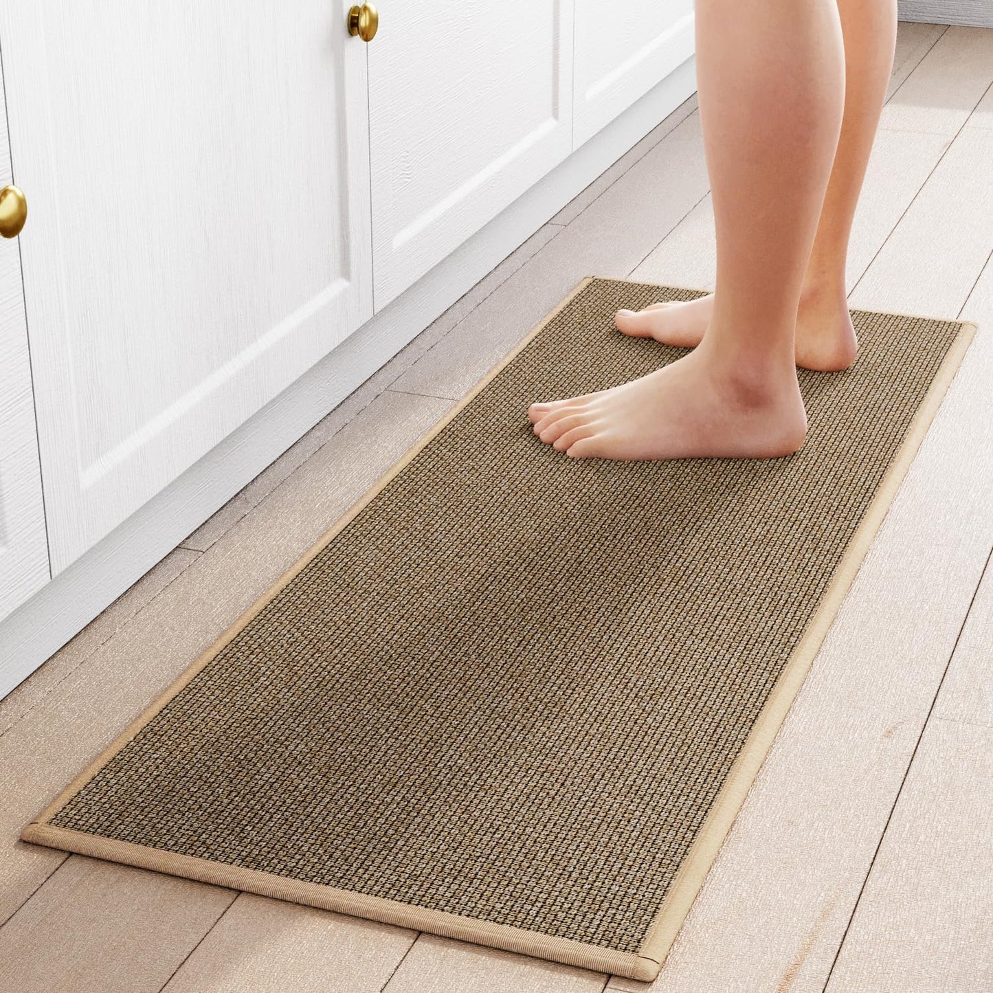 Kitchen Mat 1 PCS, Cushioned Non Slip Rugs for Kitchen Floor, Absorbent Runner Comfort Standing Mats Washable for Kitchen, Office, Home (Brown, 17.3"x47")