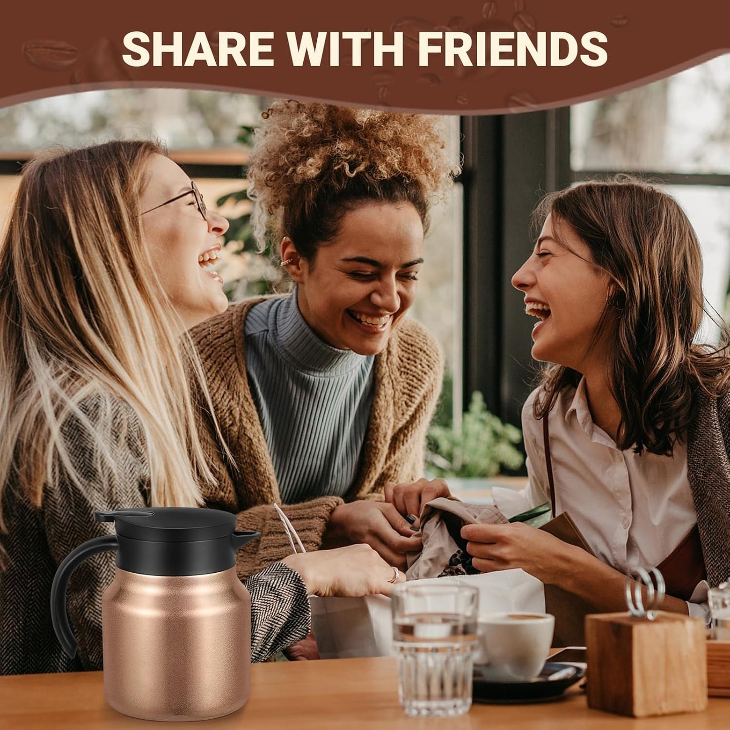 27Oz Thermal Coffee Carafes For Keeping Hot/Cold, Stainless Steel Coffee Carafe, Dustproof Insulated Water Carafe for Party/Home, Copper