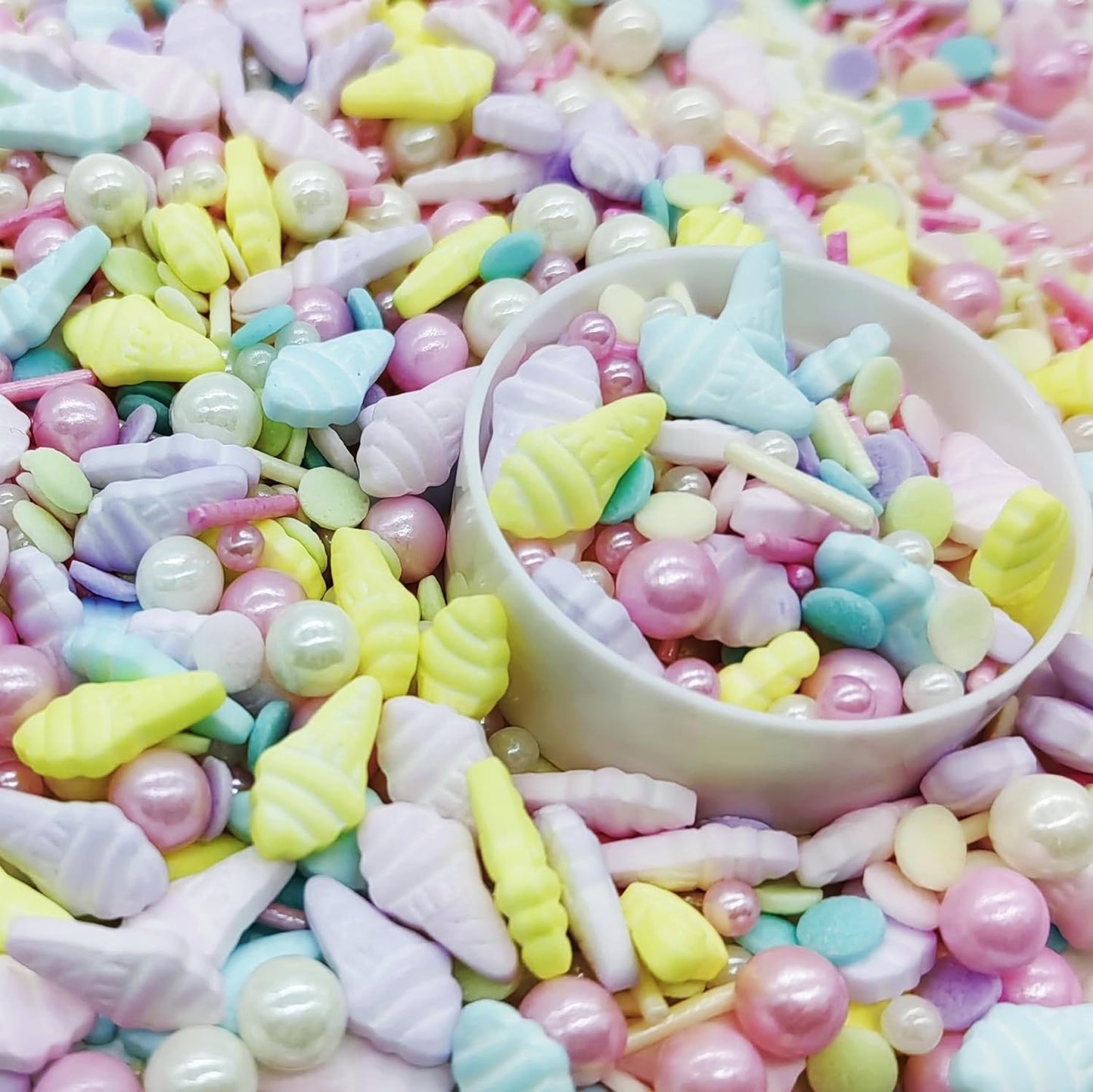 Ice Cream Sprinkles Candy Mix Size Edible Pearls Cake Decorations Cupcake Toppers Cookie Decorating Perfect for Wedding Party Valentine Halloween Christmas Supplies 4.58OZ