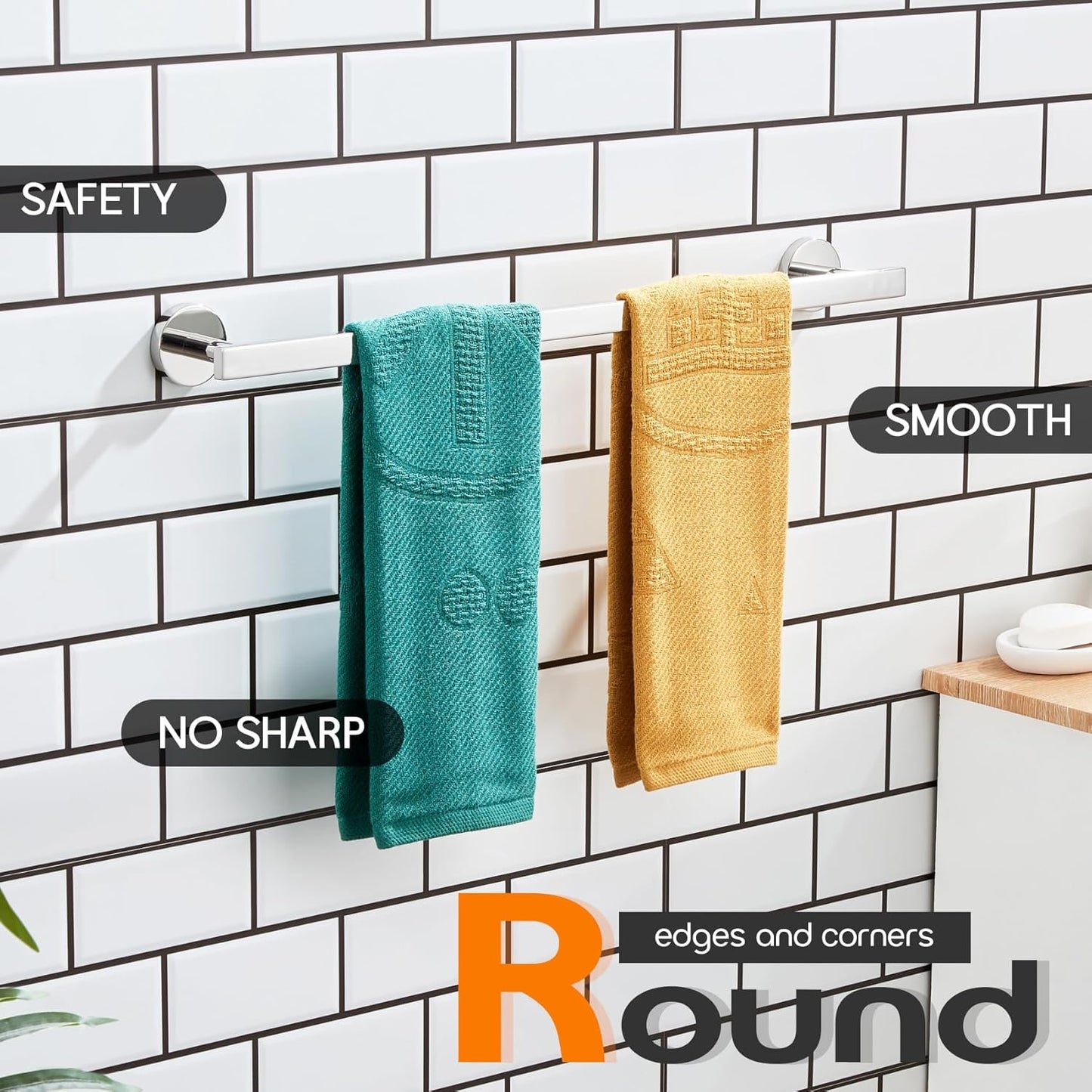 20 Inch Bathroom Towel Bar Bath Towel Rack Kitchen Towel Holder Towel Shelf Wall Mounted SUS304 Stainless Steel Polished Chrome AN4001CH-L20