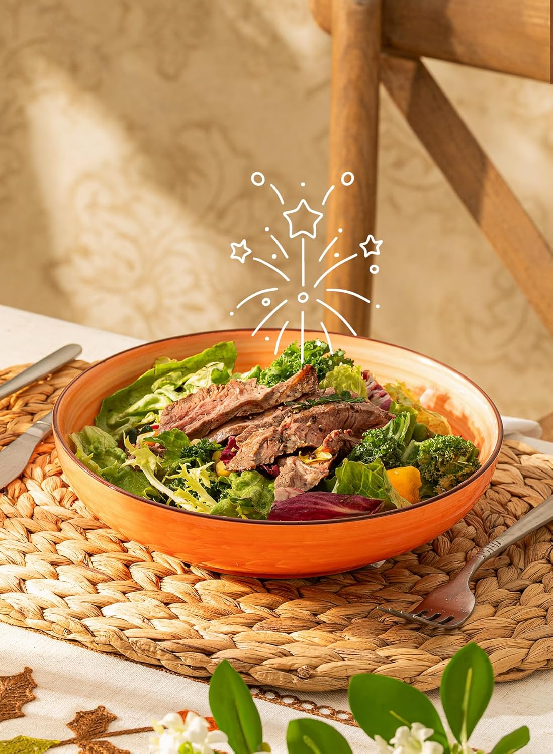 Sweese 6-Pack Ceramic Pasta Bowls, Multicolor Extra Large 30.0 Fl Oz, High-Grade Durable Professional Quality