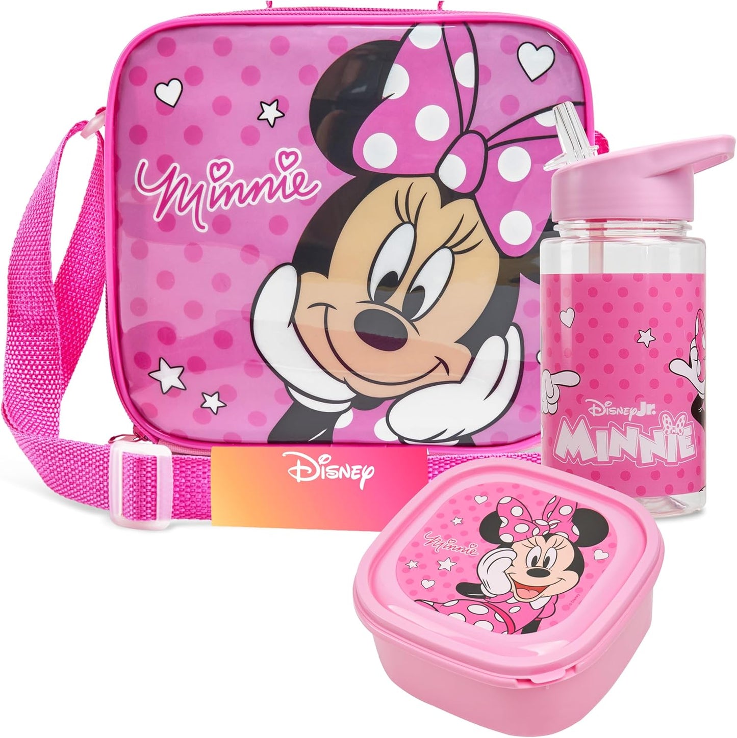 Get Trend Disney Minnie Mouse Kids Lunch Bag Set 3 Pc with Leak Proof Water Bottle and Small Lunch Box Insulated for School Daycare Travel (Minnie Mouse)