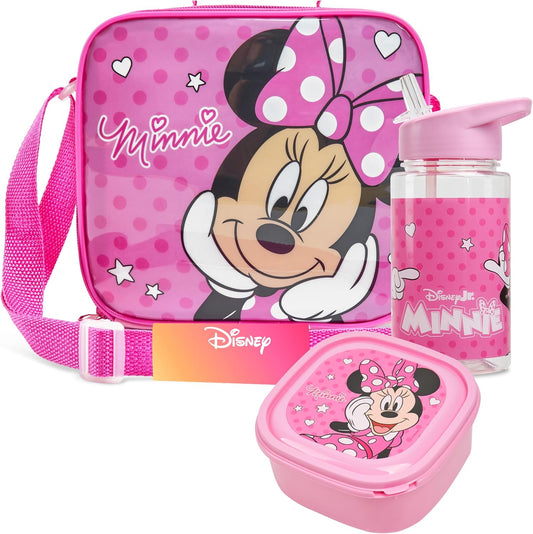 Get Trend Disney Minnie Mouse Kids Lunch Bag Set 3 Pc with Leak Proof Water Bottle and Small Lunch Box Insulated for School Daycare Travel (Minnie Mouse)