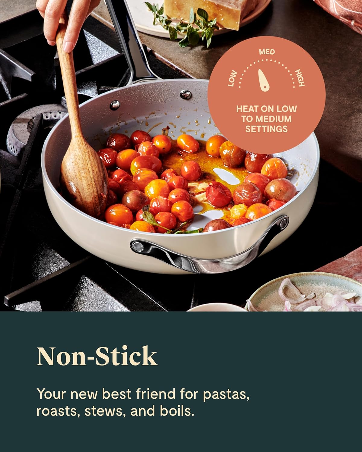 Caraway Nonstick Ceramic Sauté Pan with Lid (4.5 qt, 11.8") - Non Toxic, PTFE & PFOA Free - Oven Safe & Compatible with All Stovetops (Gas, Electric & Induction) - White