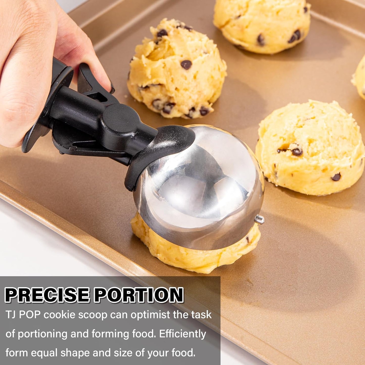 3.5 Tbsp Cookie Scoop, Ice Cream Scoop with Thumb Trigger, 3.5 Tablespoon Cookie Dough Scoop, Melon Baller Scoop, Comfortable Grip, Non-Slip, Portion Scoop 55 mm