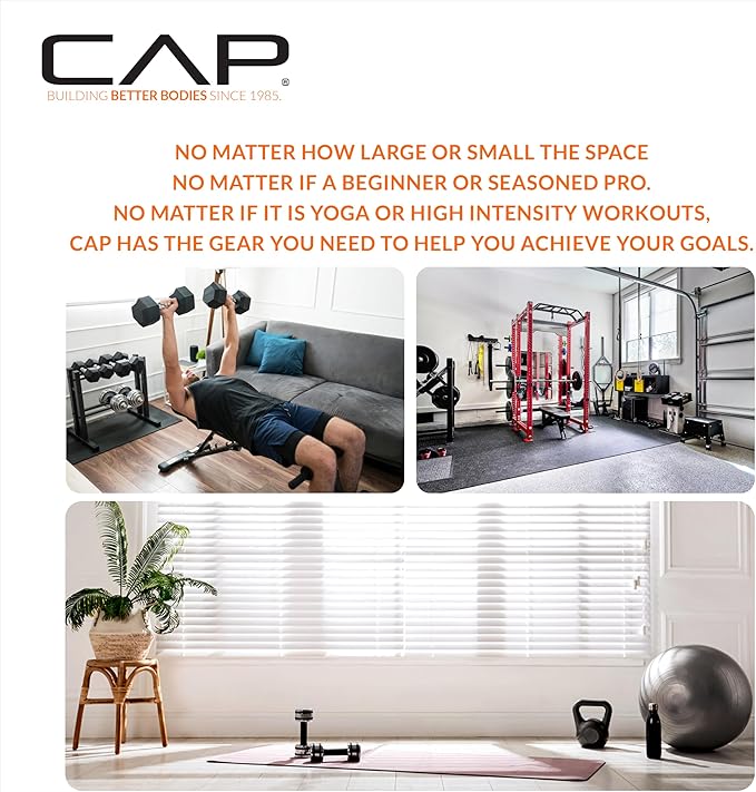 CAP Barbell 100 lb Neoprene Hex Dumbbell Weight Set with Vertical A-Frame Rack - Black