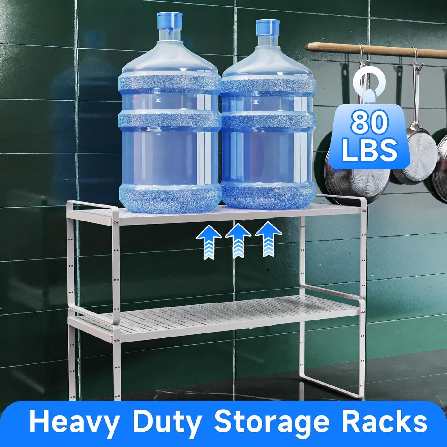 Expandable Cabinet Shelf Organizers, Kitchen Small Stand Rack Organization for Countertop Cupborad Pantry, White 3 Pack