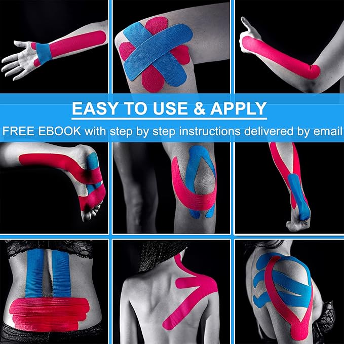 Kinesiology Tape Extra Wide 4" x 16.4' Roll - Supports Athletic Performance for Large Muscle Groups, Easy to Apply, Stays in Place for Days, Latex-Free, Waterproof