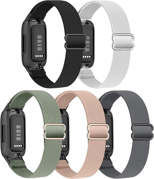 5 Pack Stretchy Nylon Compatible with Fitbit Inspire 3 Bands for Women Men, Elastic Adjustable Soft Sport Strap Replacement Wristband for Fitbit Inspire 3 Bands/Fitbit Inspire 2