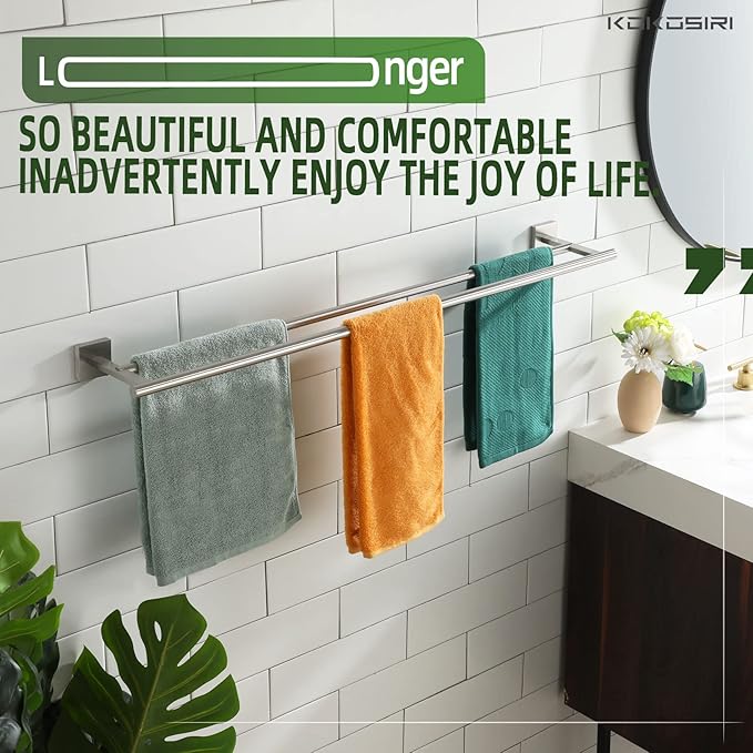 KOKOSIRI Towel Holder Bath Towel Bar with Two 36 Inch B5005BR-L36