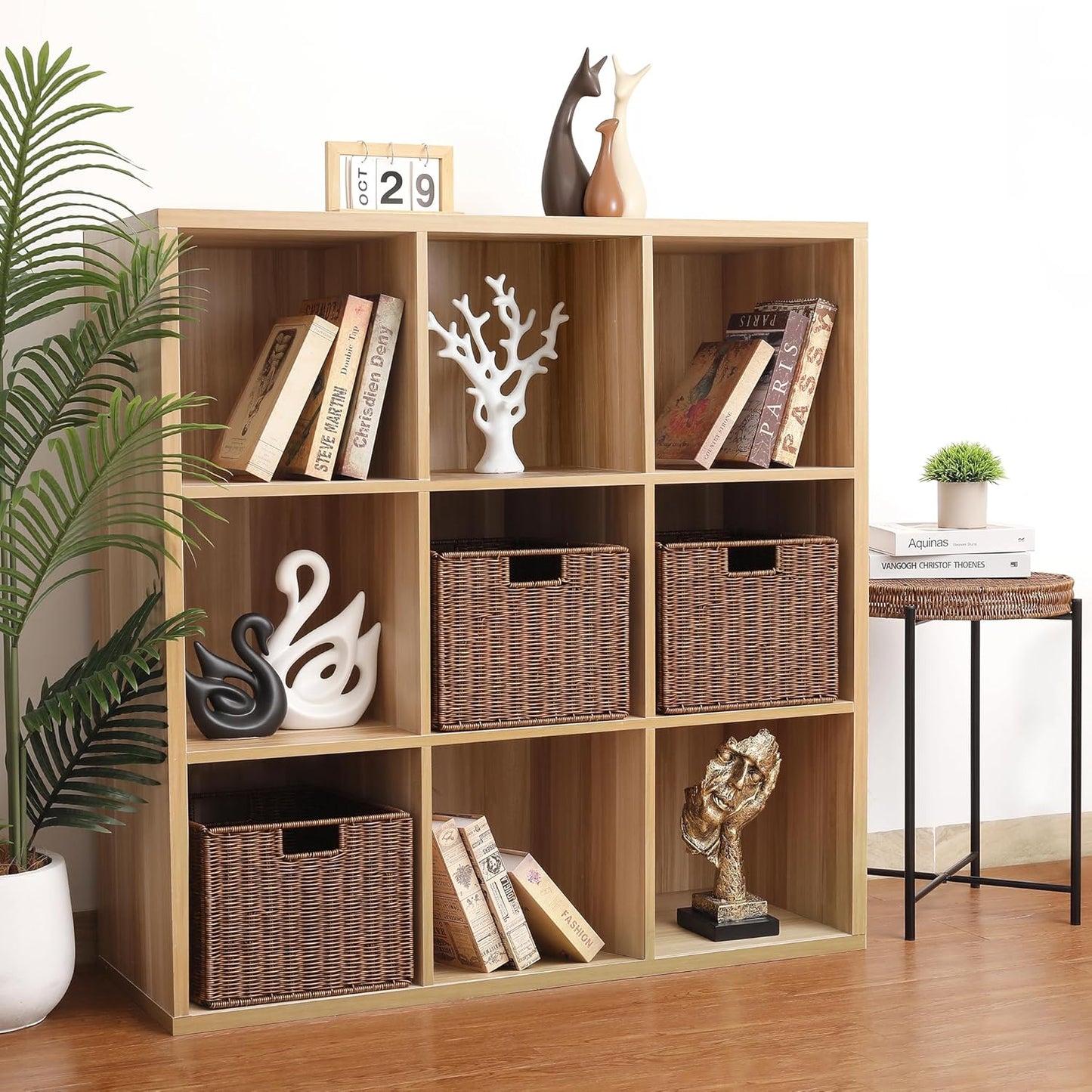 Wicker Storage Basket - Large 12x12x10in Cube, Woven Wicker for Shelves, Pantry, Kitchen & Bathroom Organization (Brown)