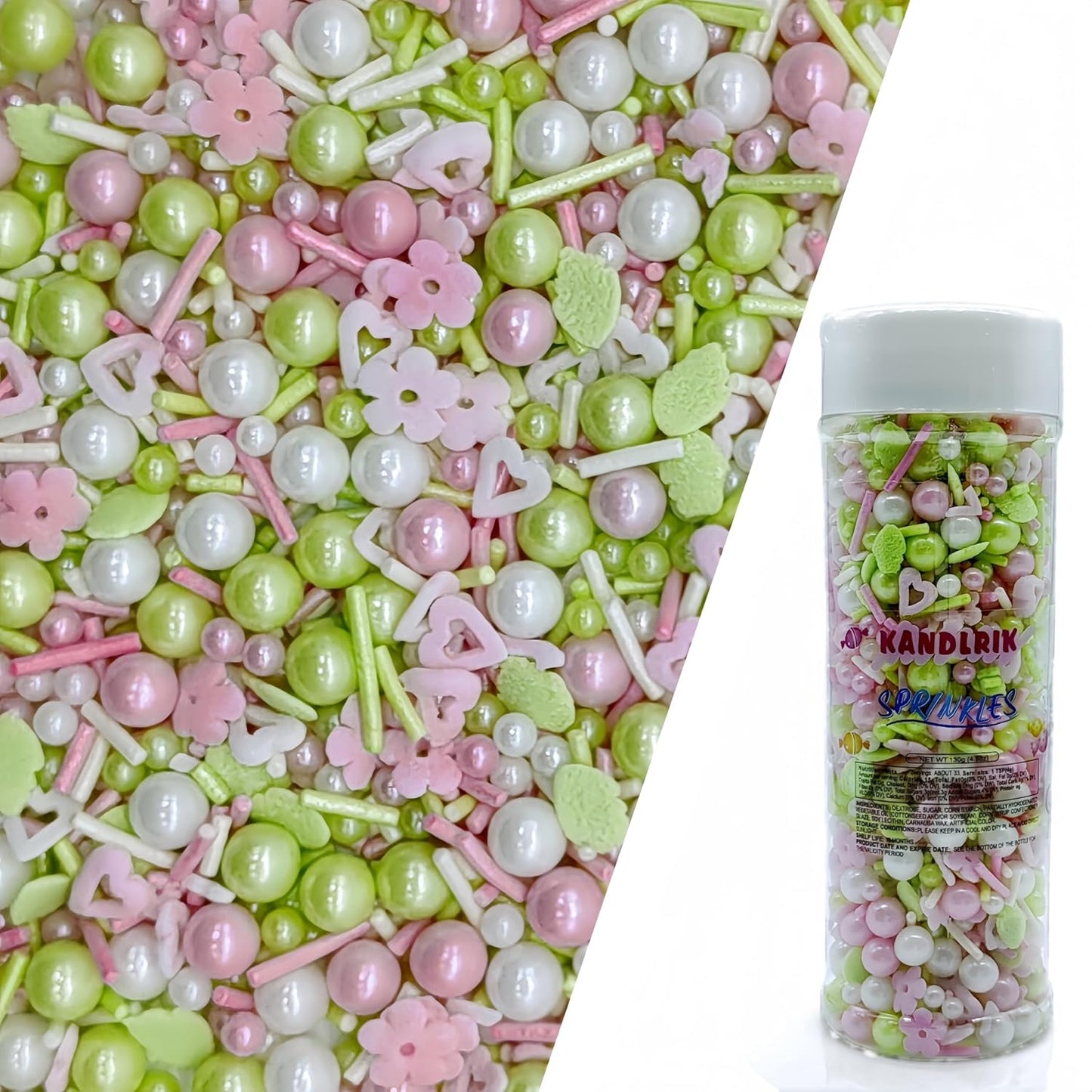 Flower Sprinkles Candy Mix Size Edible Pearls Cake Decorations Cupcake Toppers Cookie Decorating Perfect for Wedding Party Valentine Halloween Christmas Supplies 4.58OZ