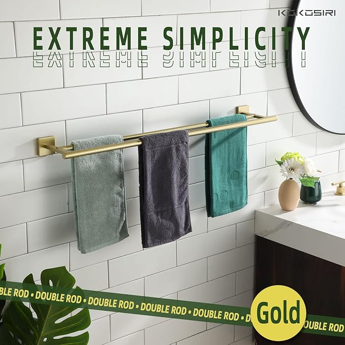 KOKOSIRI Bathroom Towel Bar 32'' Double Towel Holder 32 Inch B5005BG-L32