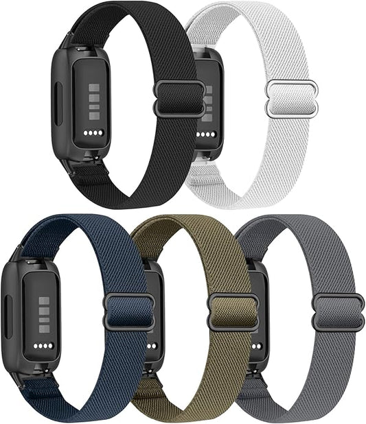 5 Pack Stretchy Nylon Compatible with Fitbit Inspire 3 Bands for Women Men, Elastic Adjustable Soft Sport Strap Replacement Wristband for Fitbit Inspire 3 Bands/Fitbit Inspire 2